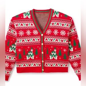 Disney Disney Christmas Sweater Cardigan Red Medium
